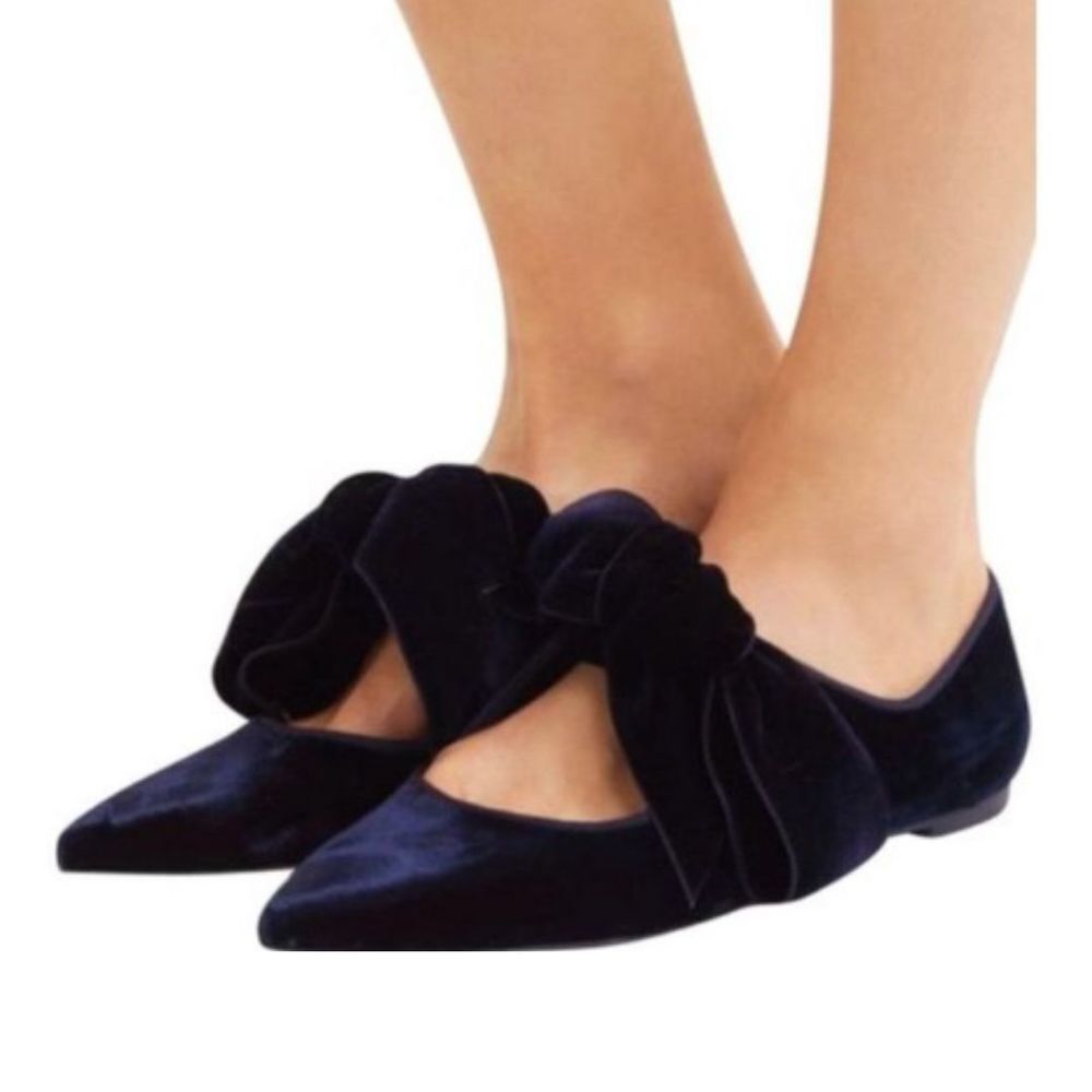 NIB Tory Burch Clara Oversized Bow Velvet Flats US 6.5